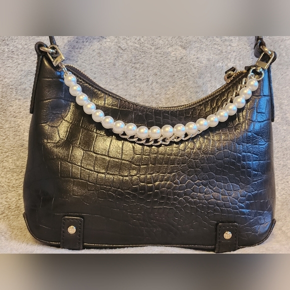 Kate Spade Croc Embossed Leather Shoulder Bag Green Lining EUC - Picture 2 of 16